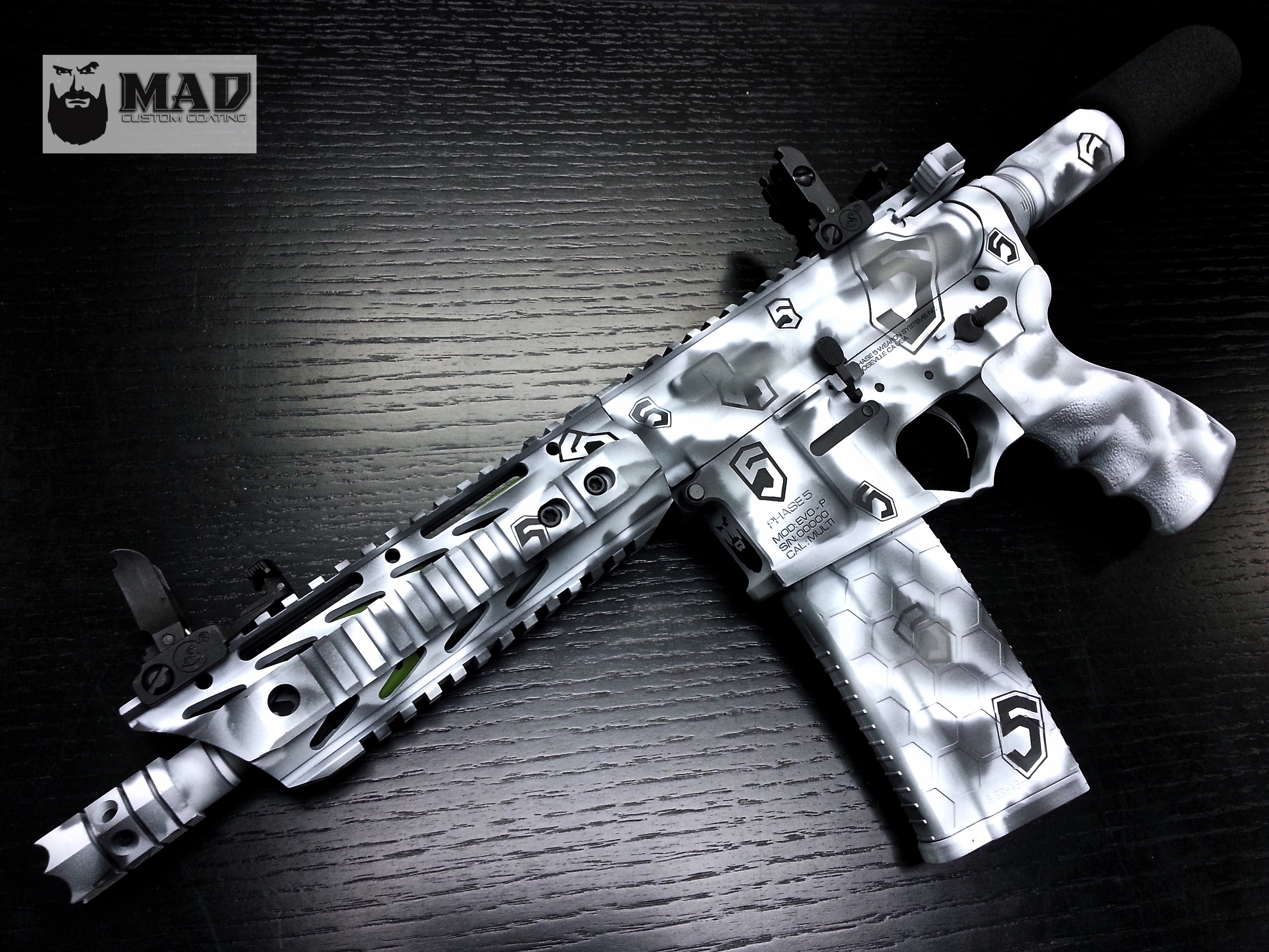 Phase 5 AR Pistol in Snow Camo MAD Edge Camo Mad Custom CoatingMad