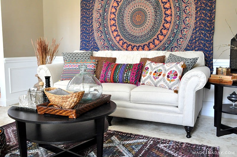 Boho Living Room Makeover Pop Of Color With World Market Made In A Day