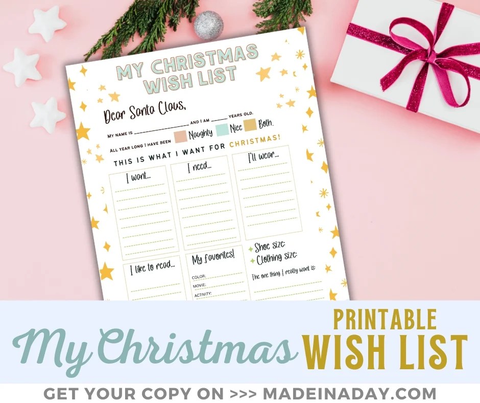 Kids Printable My Christmas Wish List Made In A Day