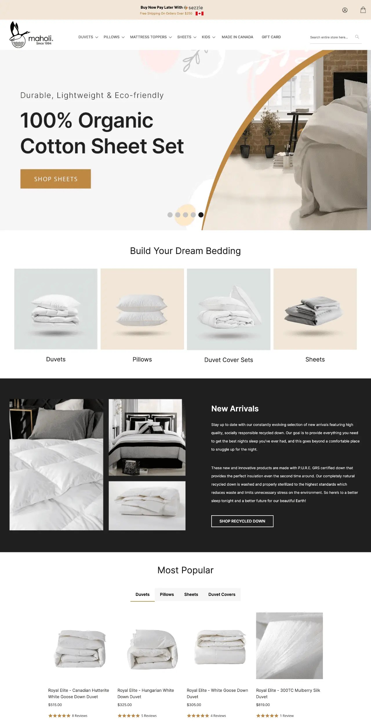 Canadian Bed Linens Made in CA Comfort, quality and value