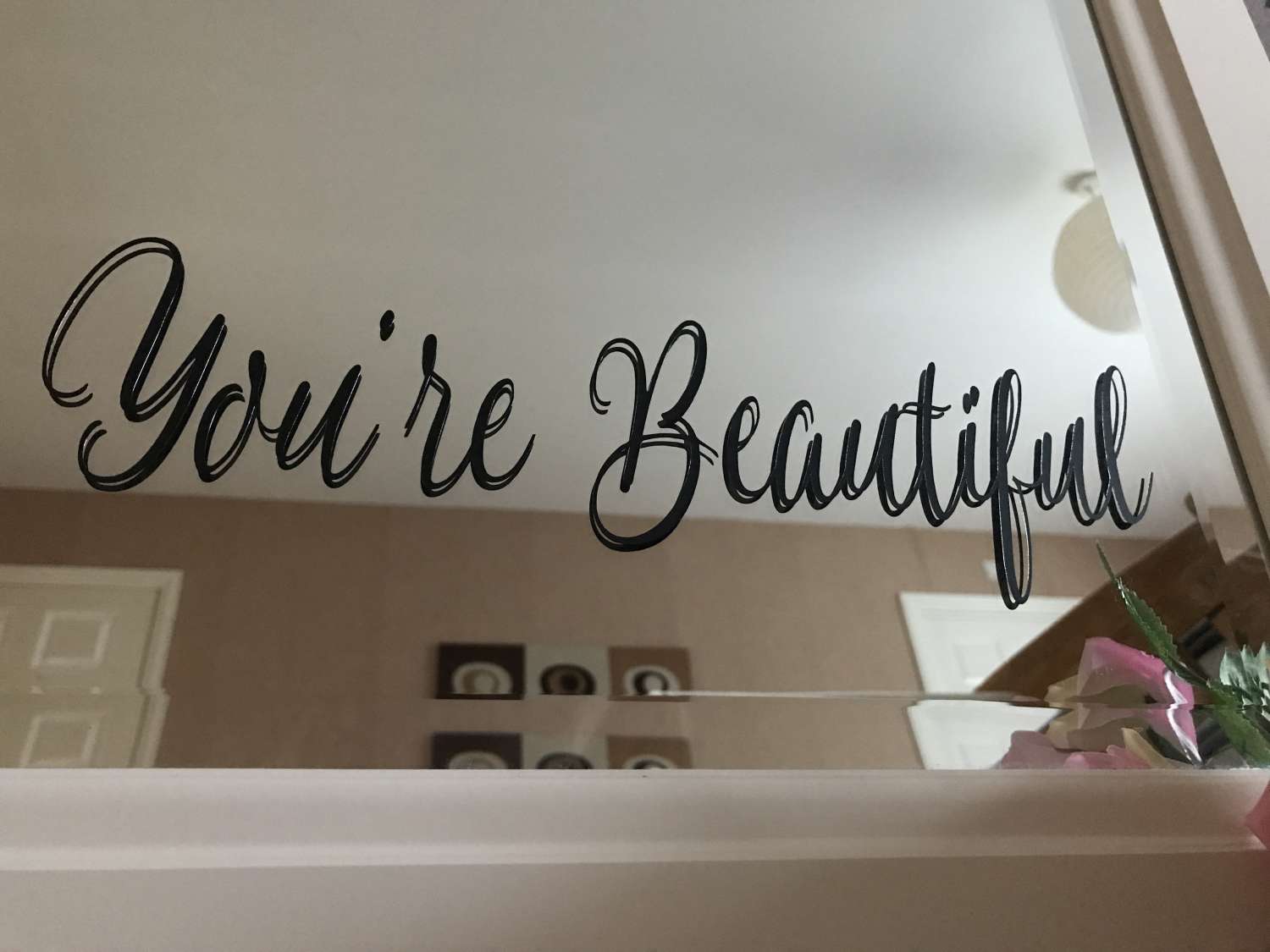 You're Beautiful mirror decalStickerBathroom Sticker /Toilet Mirror