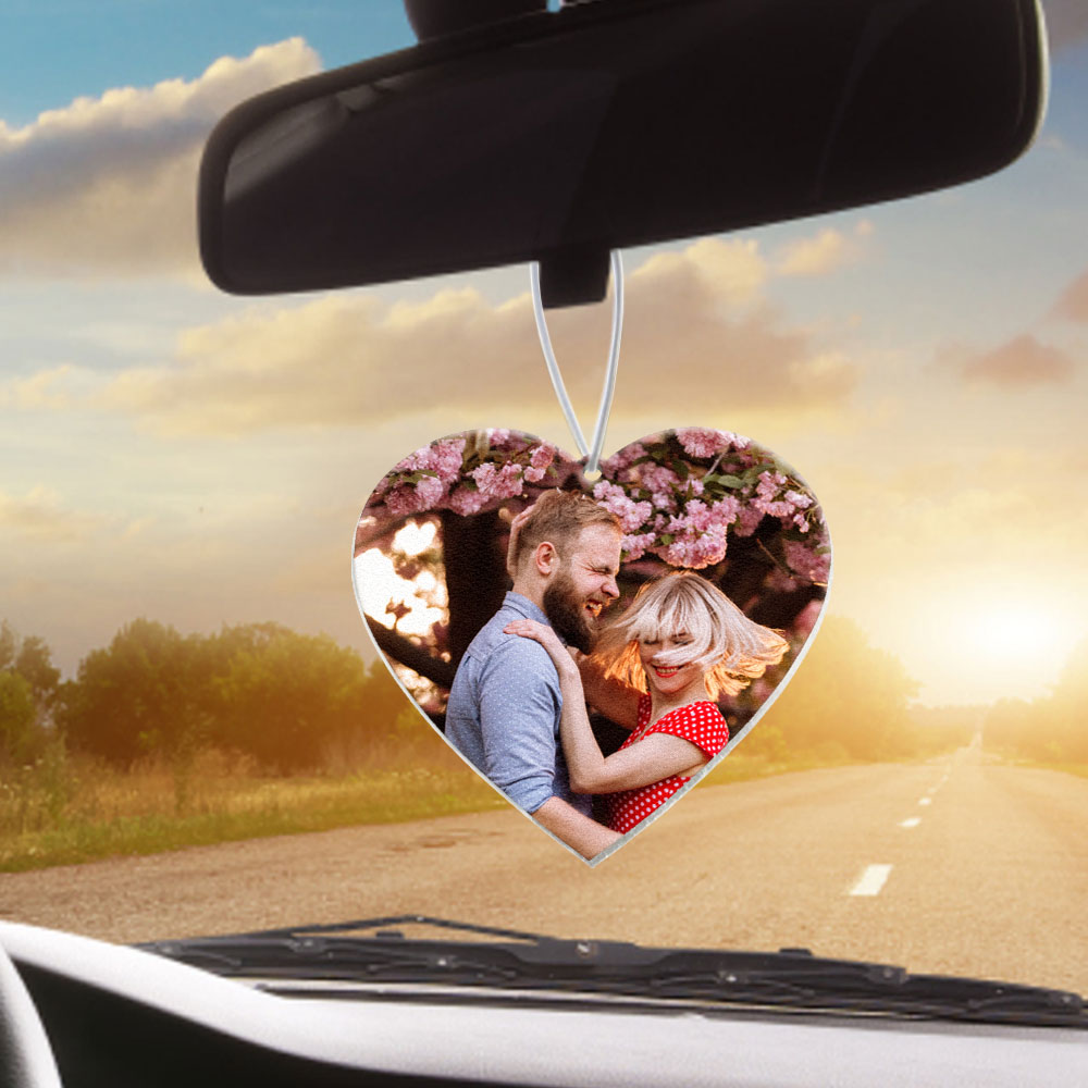 Custom Photo Heart Shaped Air Freshener Car Hanging Rearview Mirror