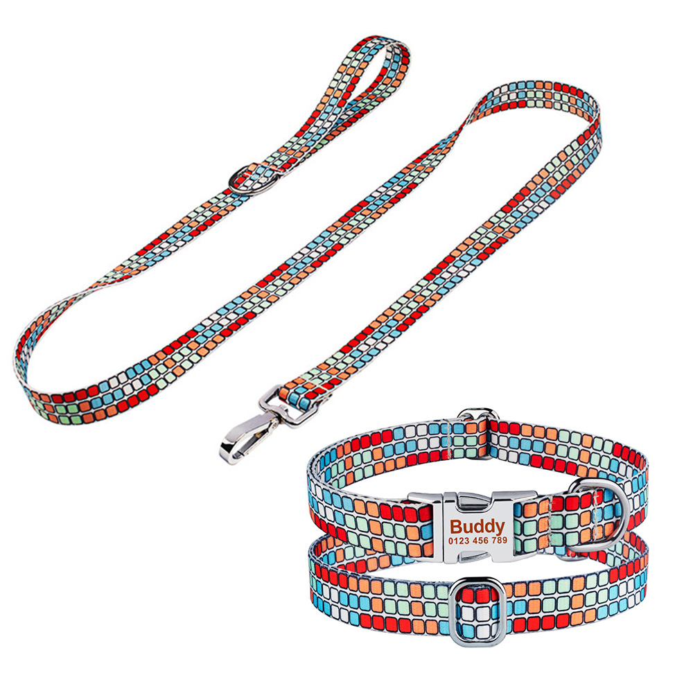 Custom Dog Collar Leash Set with Engraved MadeMine Custom Drop Shipping