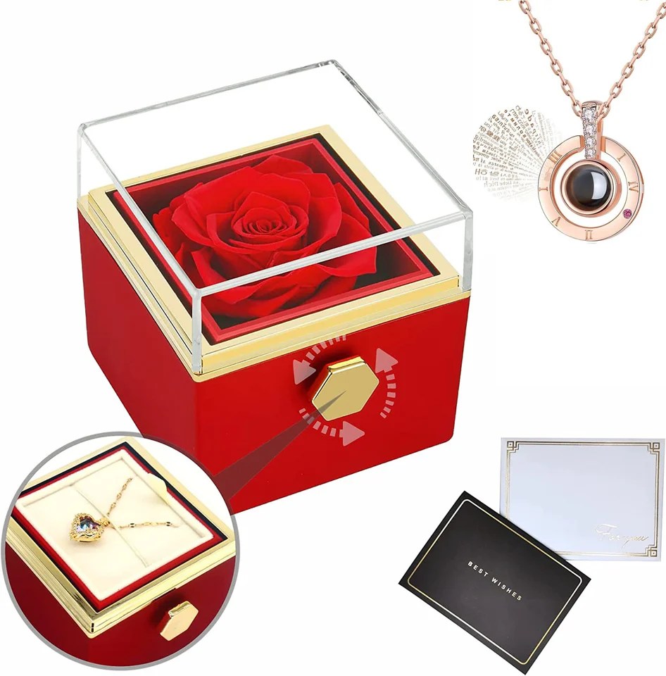 Jewelry Rose Box With I Love You In 100 Languages Necklace Madeofrose