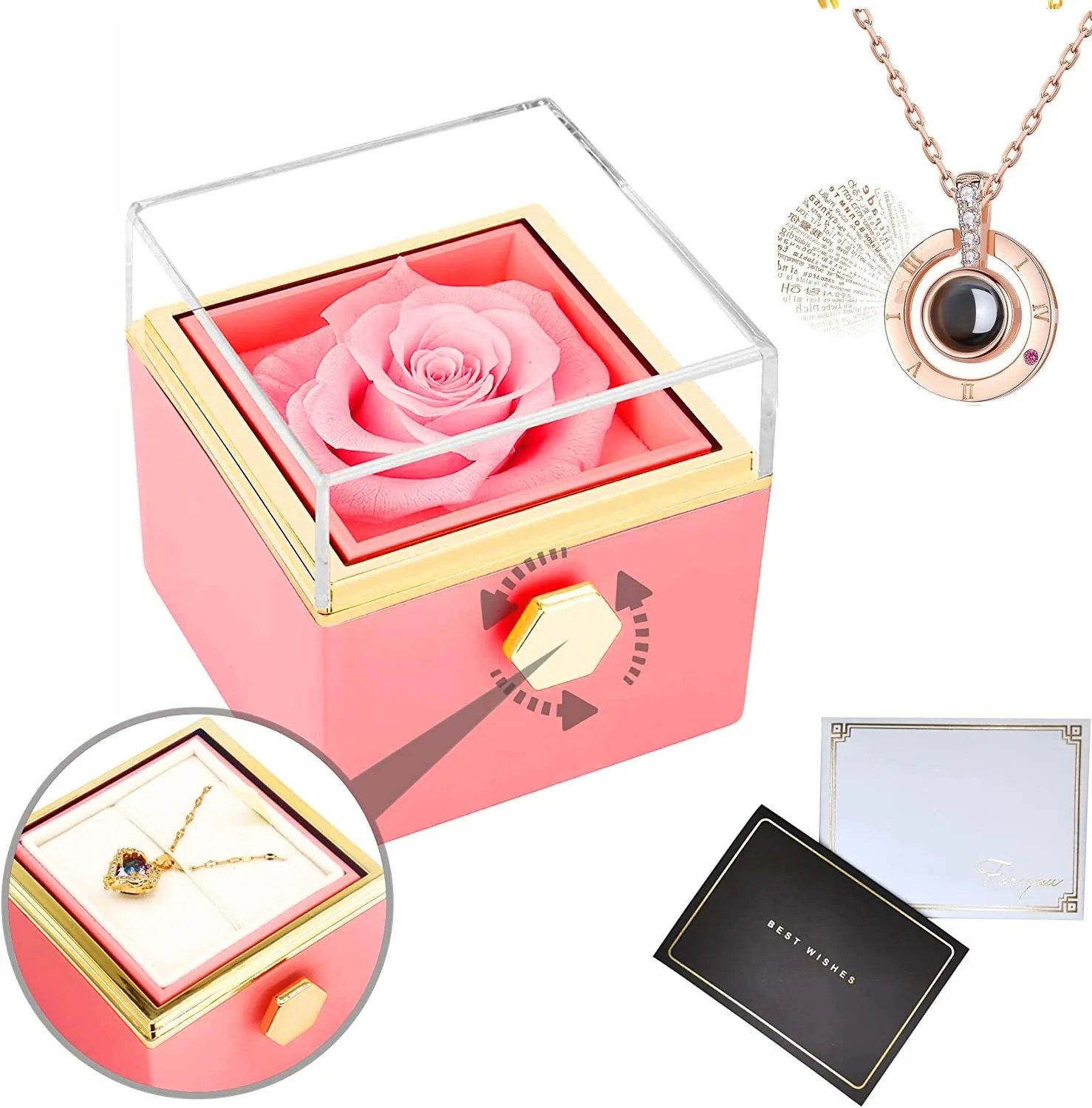 Jewelry Rose Box With I Love You In 100 Languages Necklace Madeofrose