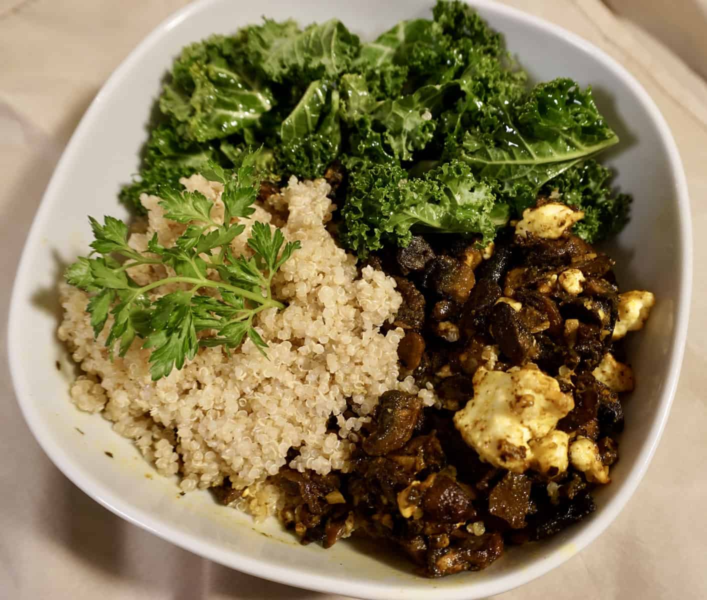 Roasted Mushroom with Kale & Quinoa Bowl made to sustain