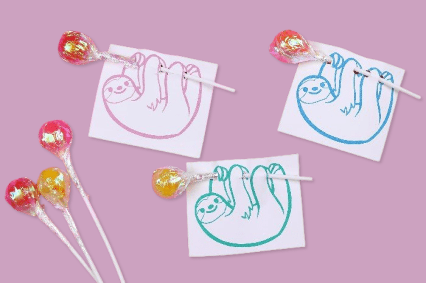 PRINTABLE HANGING SLOTH LOLLIPOP VALENTINE Valentine's Day Mad in Crafts