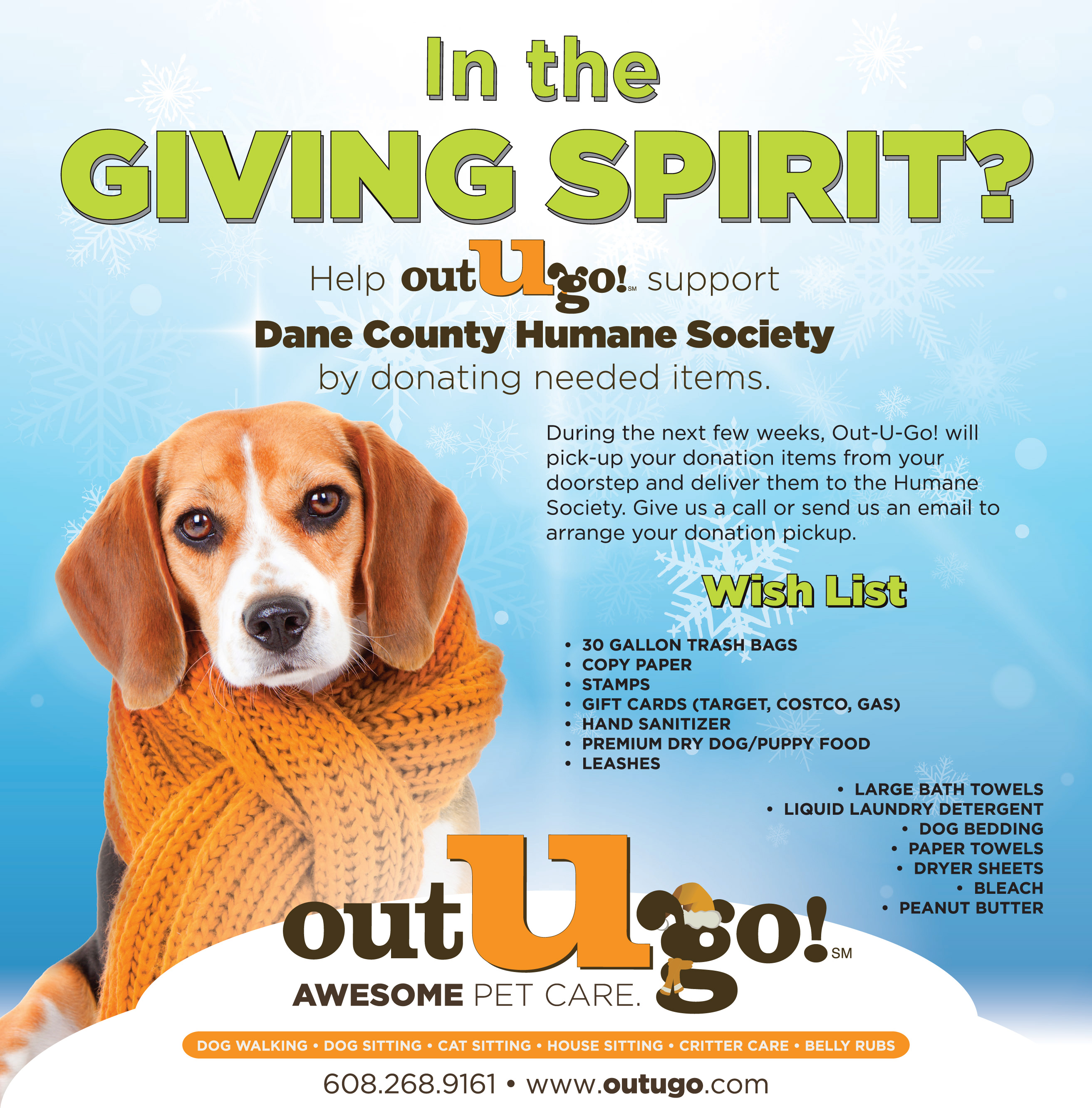 Help OutUGo! Pet Care Madison Support Dane County Humane Society