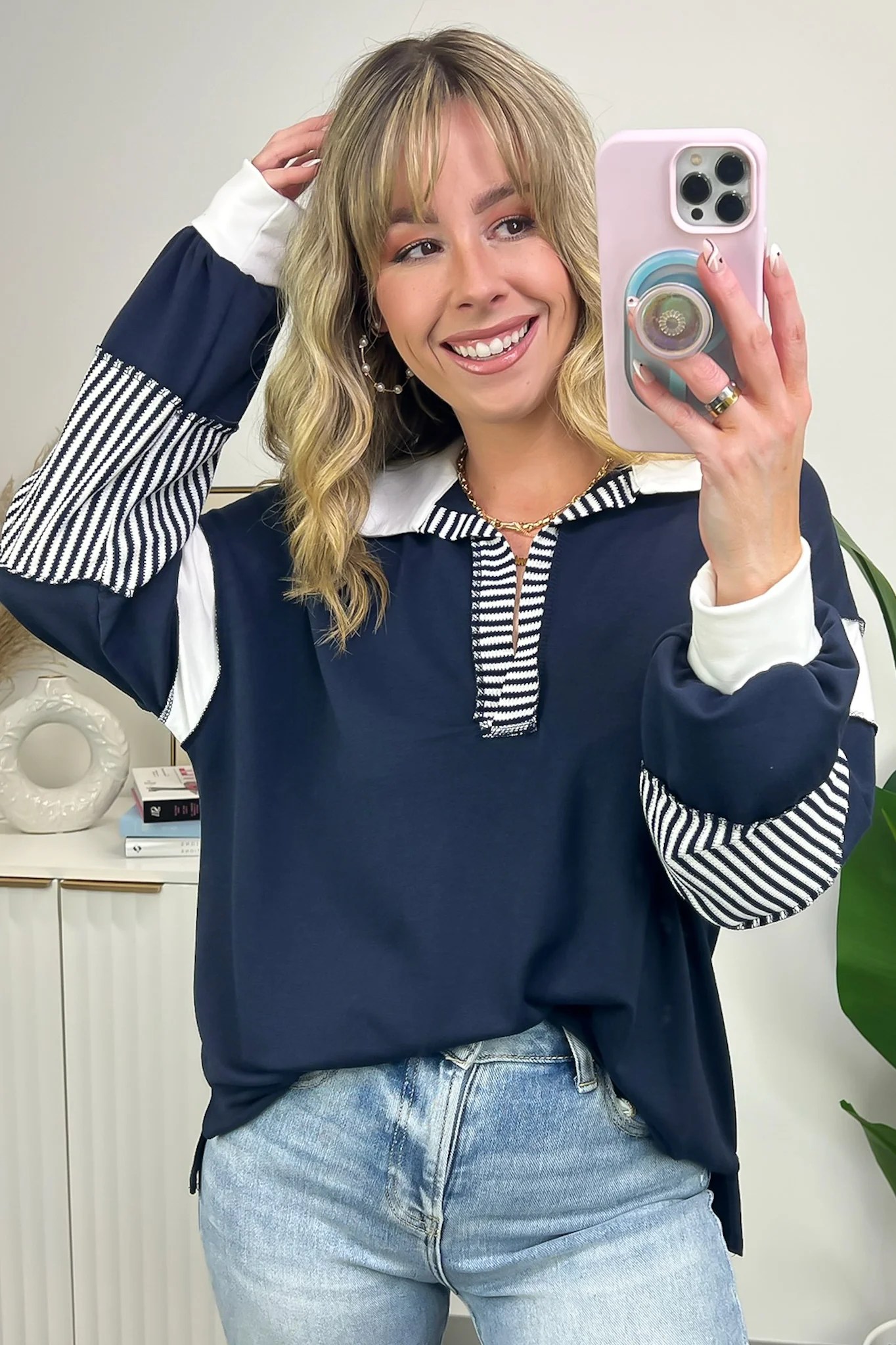 Dimarco Color Block Collared Top · Madison + Mallory