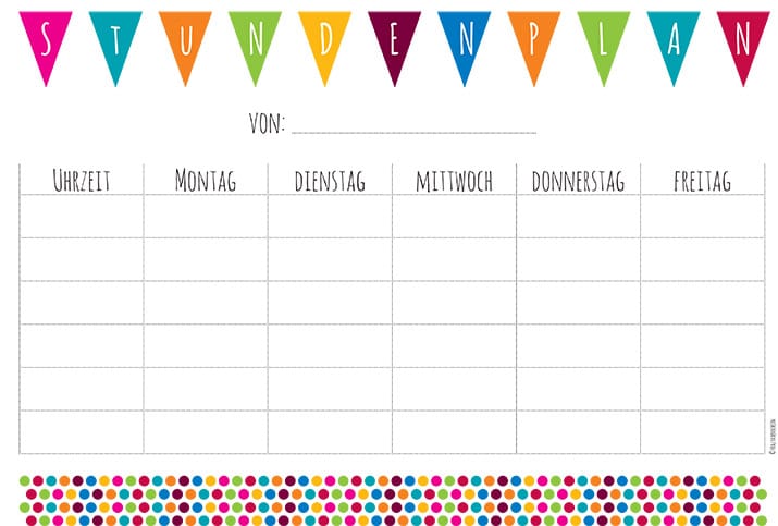 Kostenloses Printable Kunterbunter Stundenplan Snaply Magazin