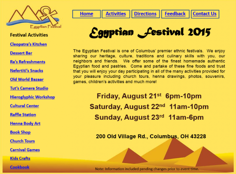 St. Mary's Egyptian Festival 2023 in Columbus FindFestival.com