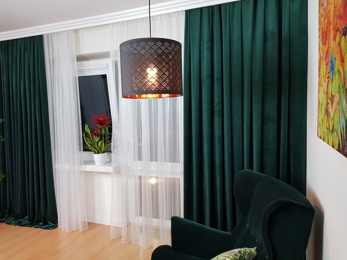 Zasłony welurowe zielone szer. 140x260 cm MAG 328 Magdalena24