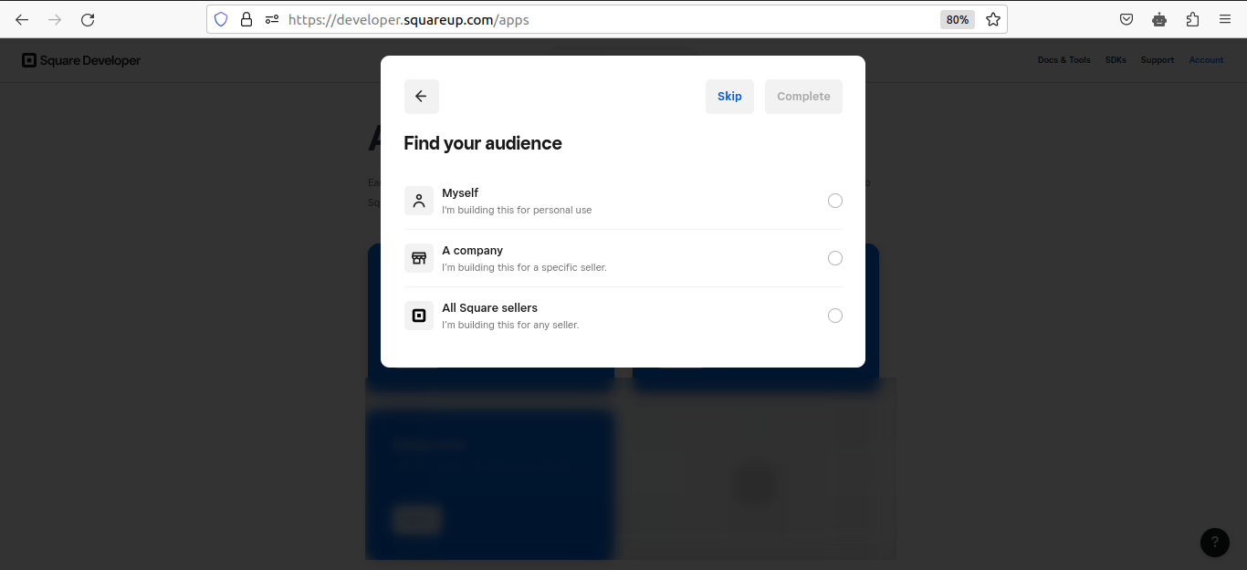 Create Square Application Magento 2 Square Payment Gateway