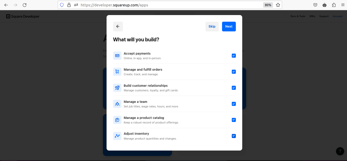 Create Square Application Magento 2 Square Payment Gateway