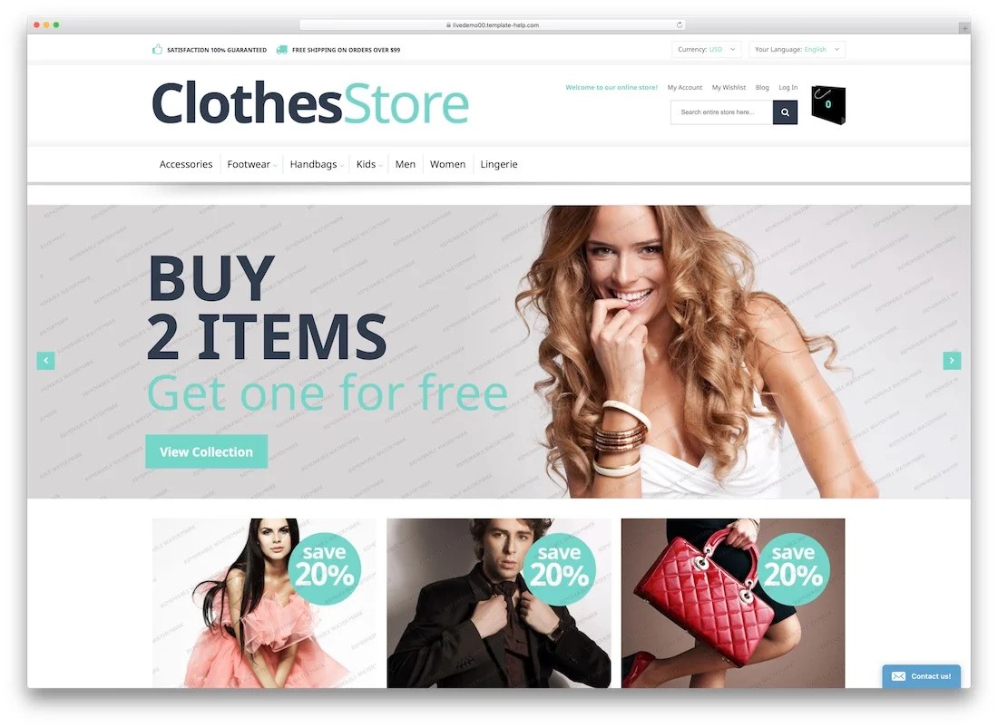 Free Clothes Store Magento Theme 1.9 Magento2X
