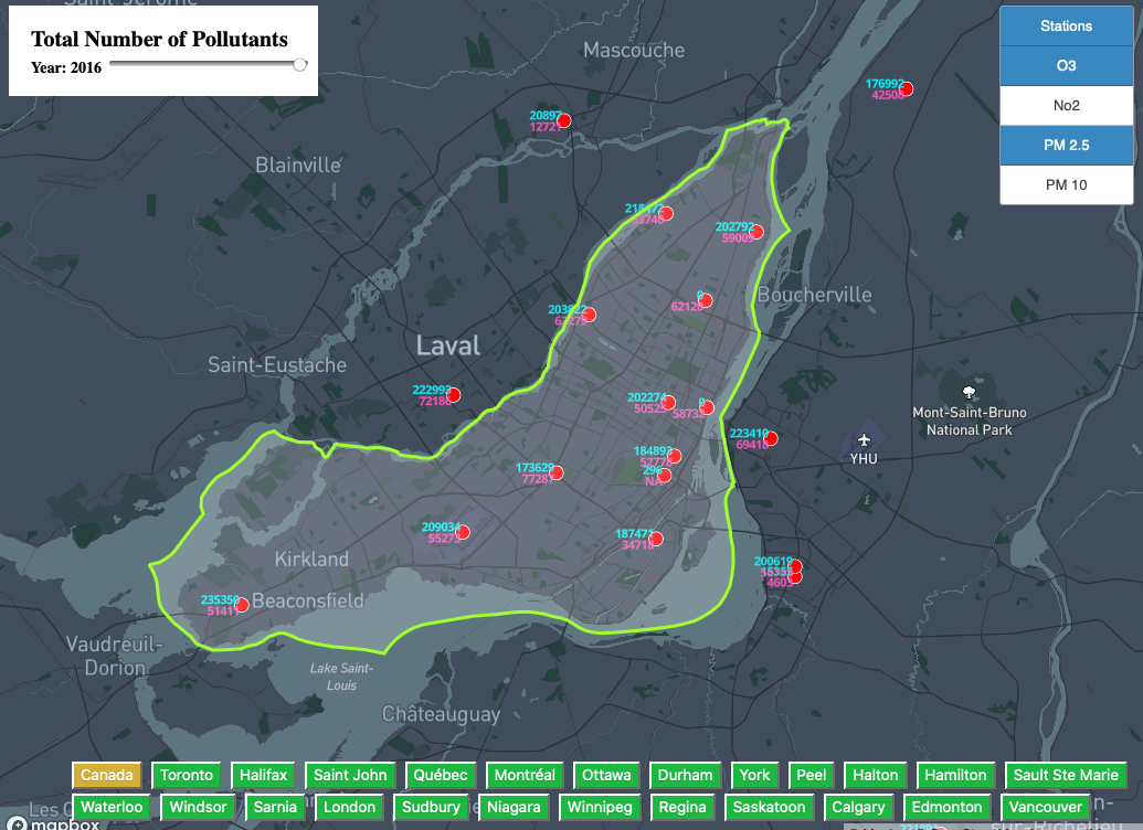 Health Canada Air Pollution Data Availability Visualization Maggie Ma
