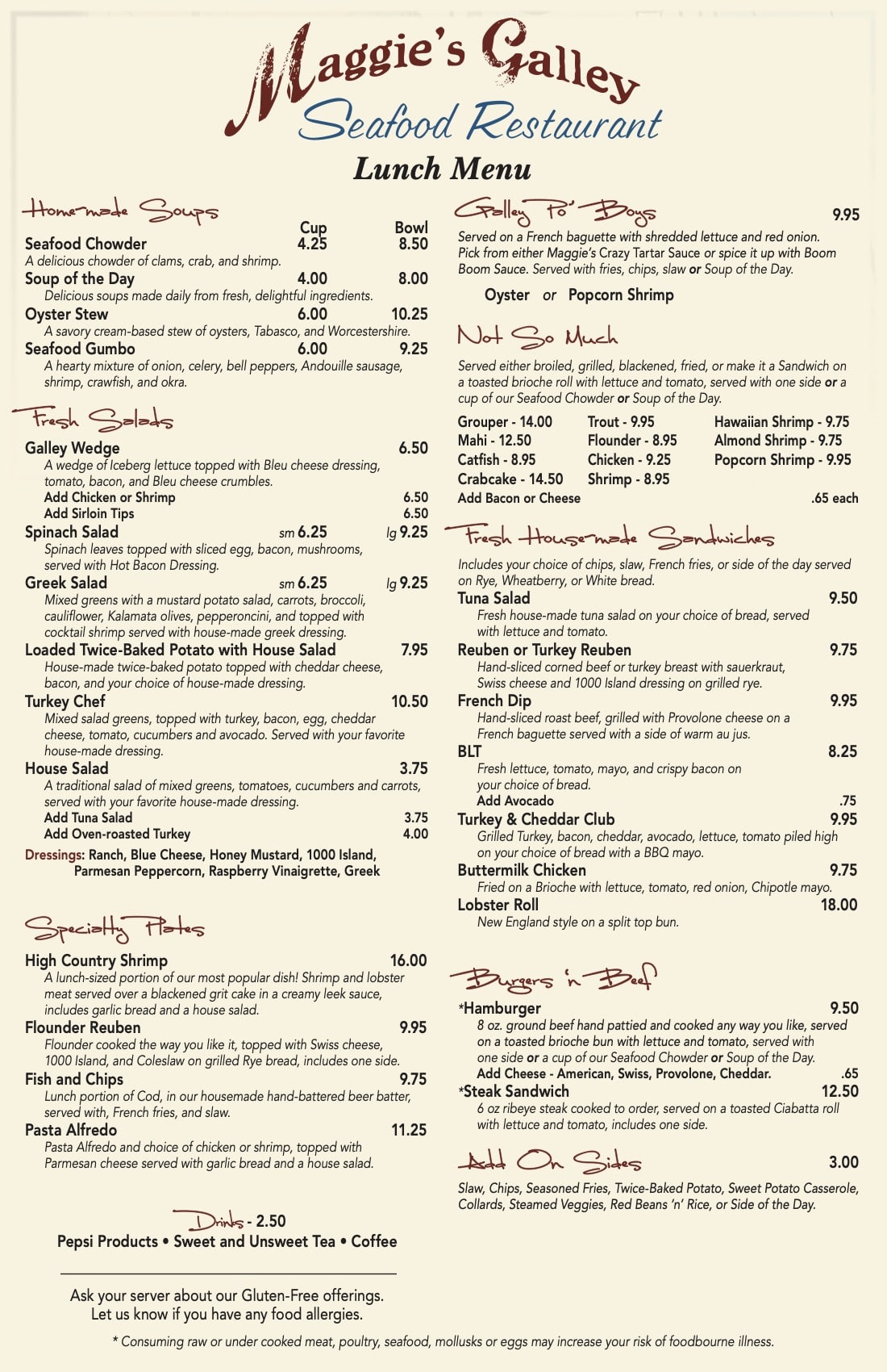 Menu Maggies Galley