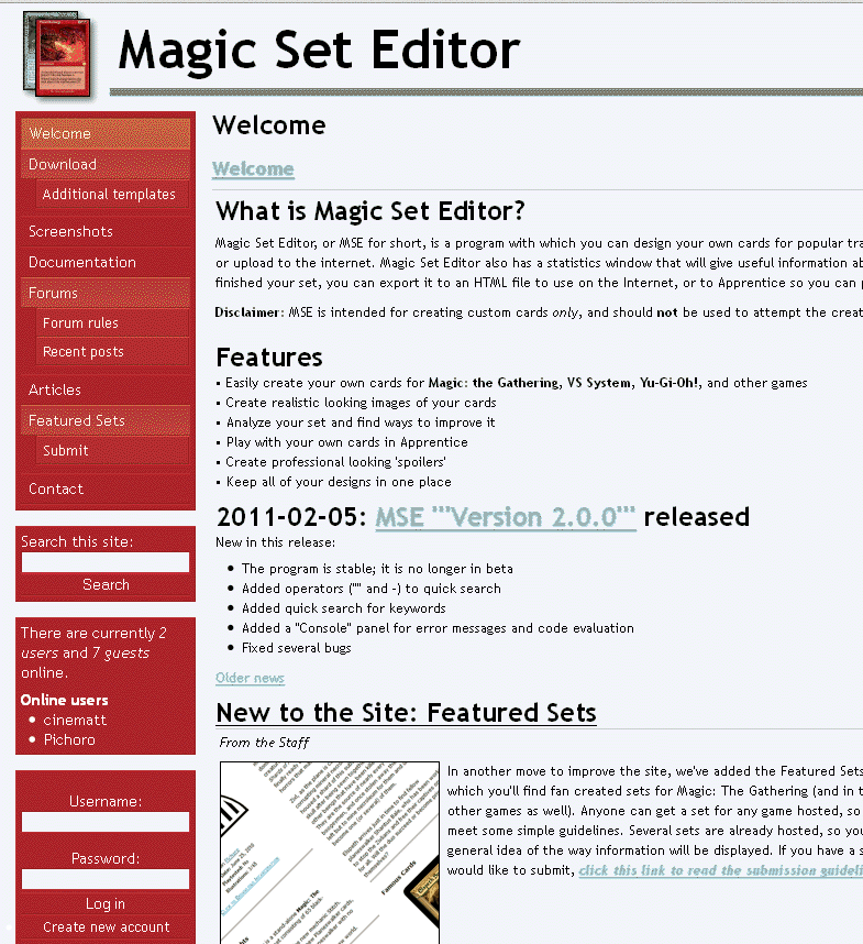 Magic Set Editor Portal gier planszowych