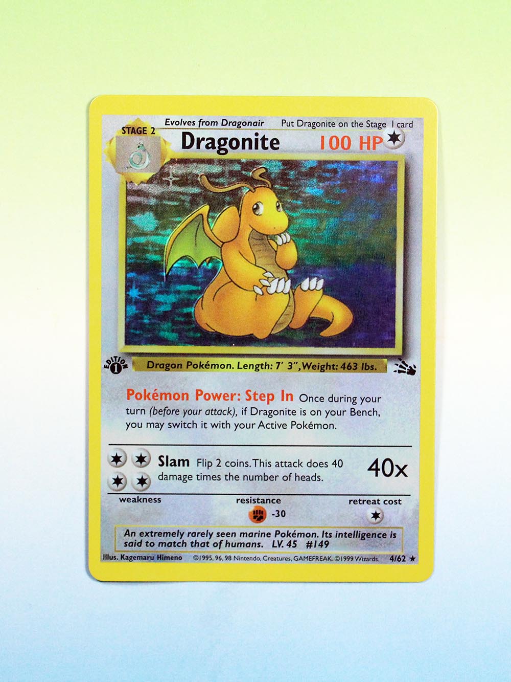 Pokemon proxy cards first edition foil Dragonite (Fossil FO 4) magic