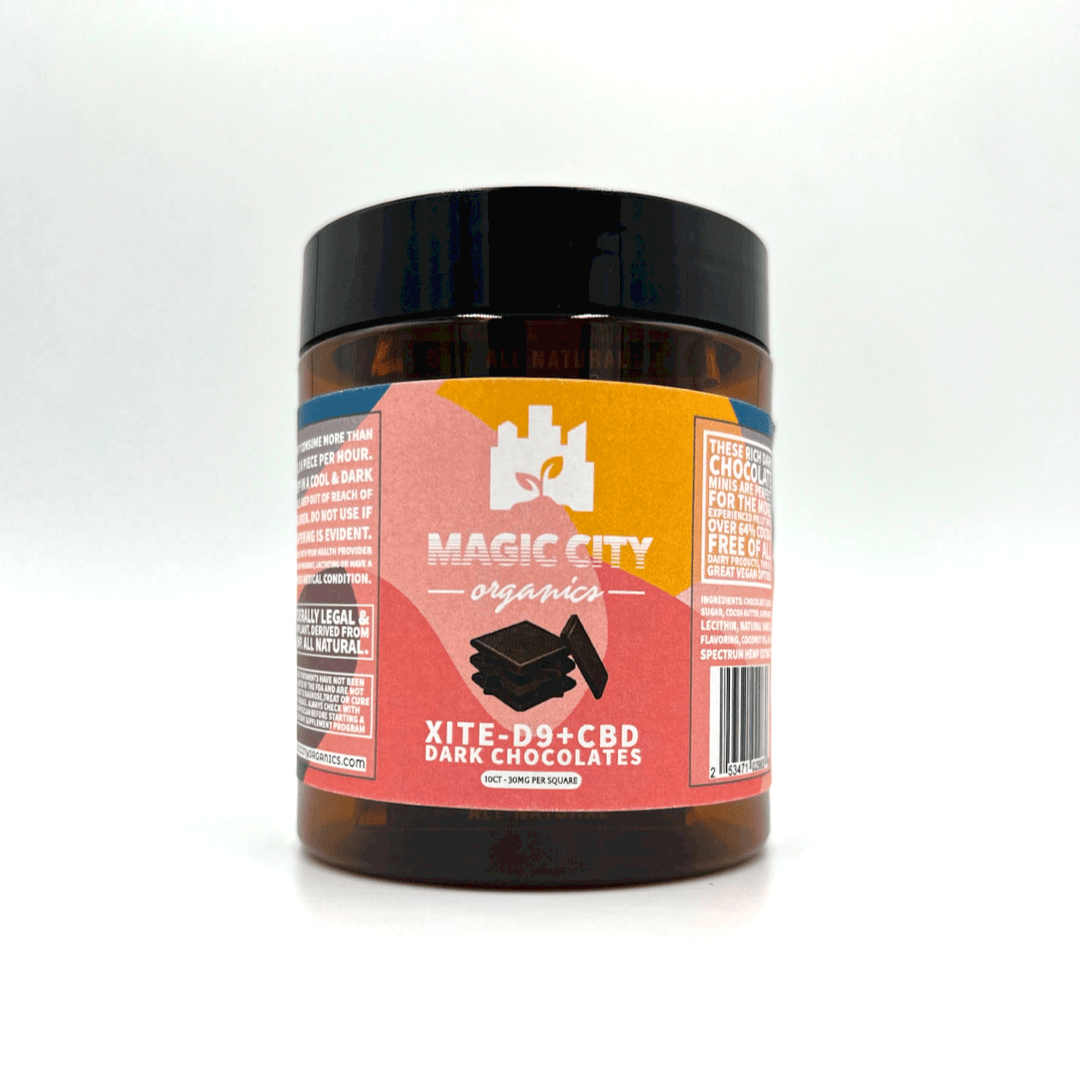 XITE 10 Pack Delta 9 & CBD Chocolates/Caramels Magic City Organics