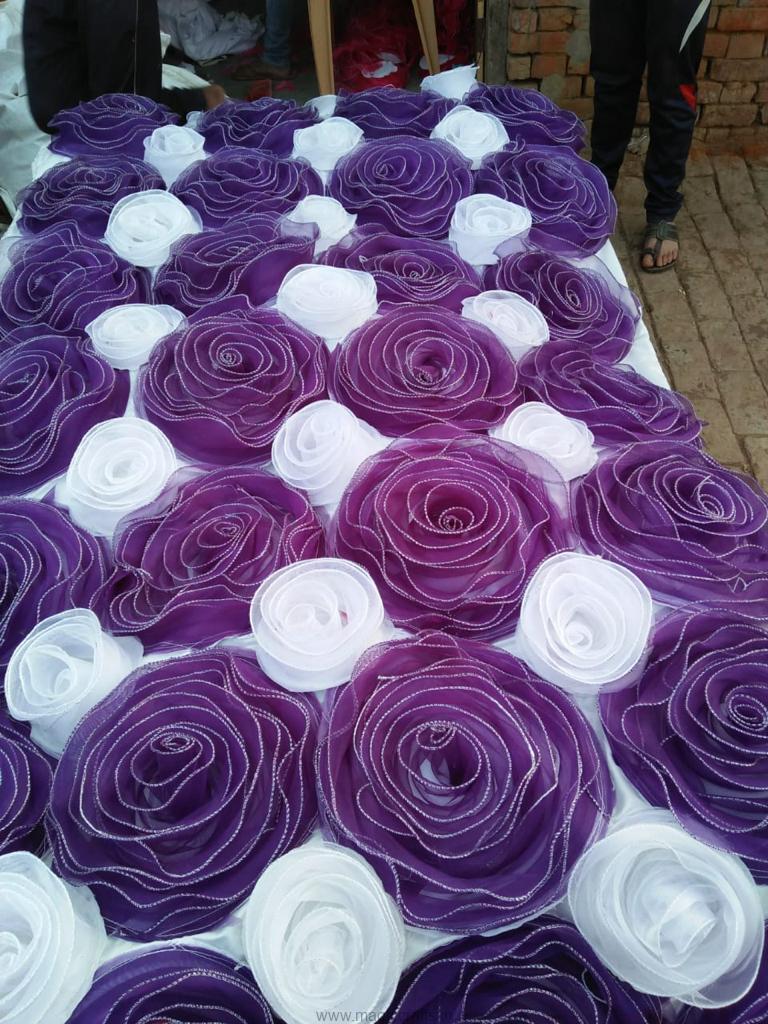 Purple Backdrop, Backdrop Decoration Idea, Stage Flower Decoration