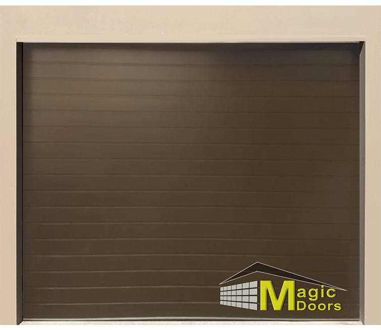 Aluminium garage door Single bronze alufluted Magic Doors