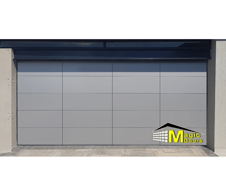 Aluminium & glass garage door Double cladding silver Magic Doors