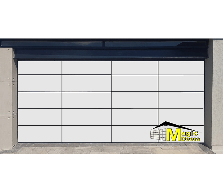 Aluminium & glass garage door Double cladding white Magic Doors