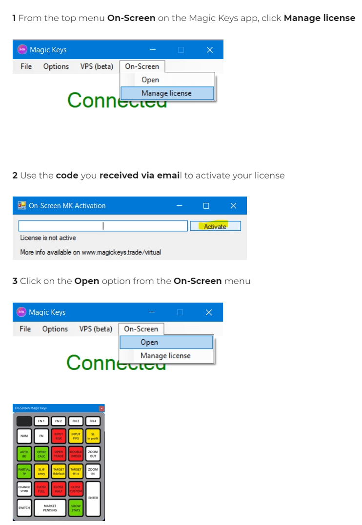 OnScreen first steps Magic Keys