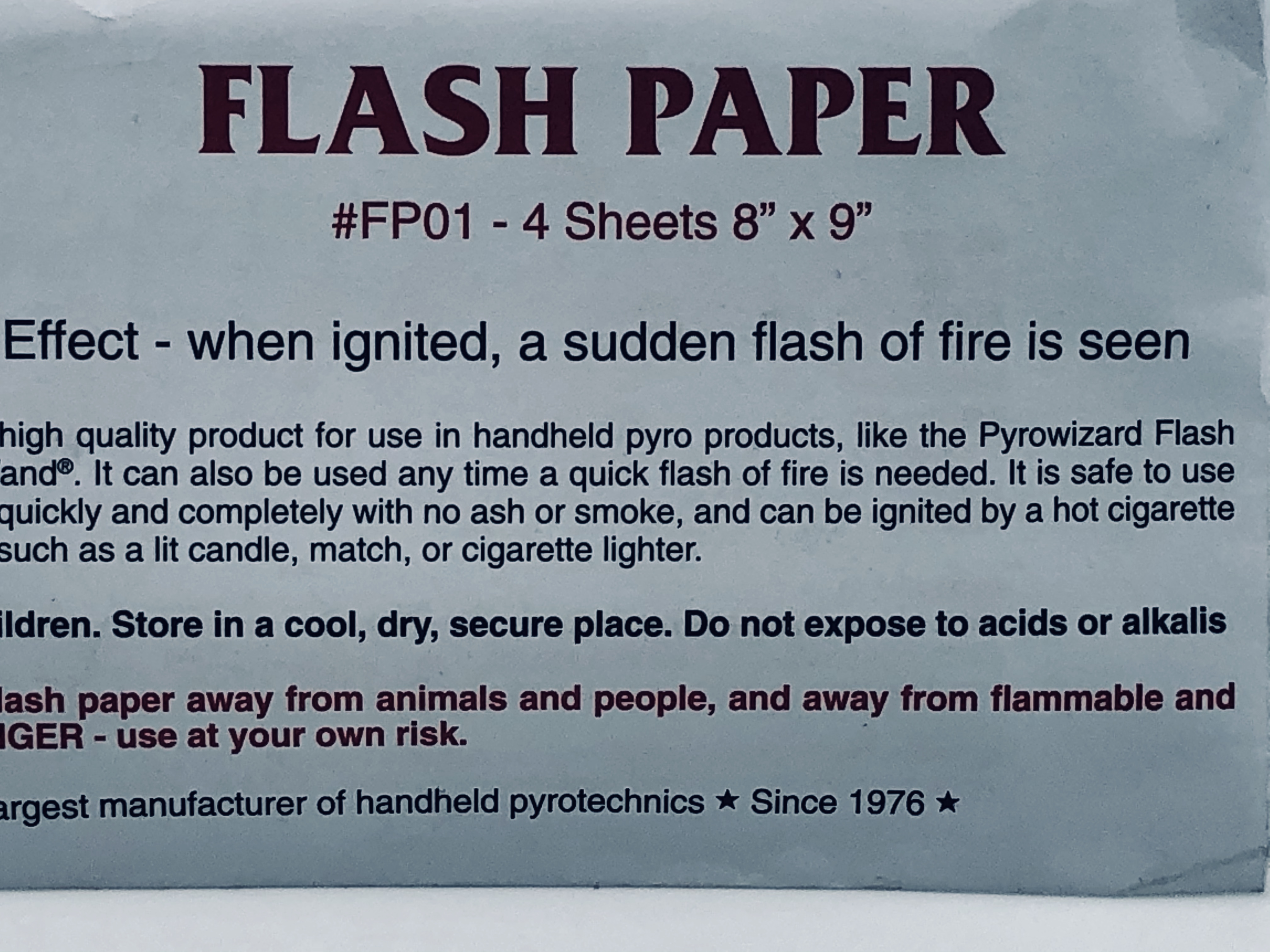 Flash Paper Sheets Magic Methods