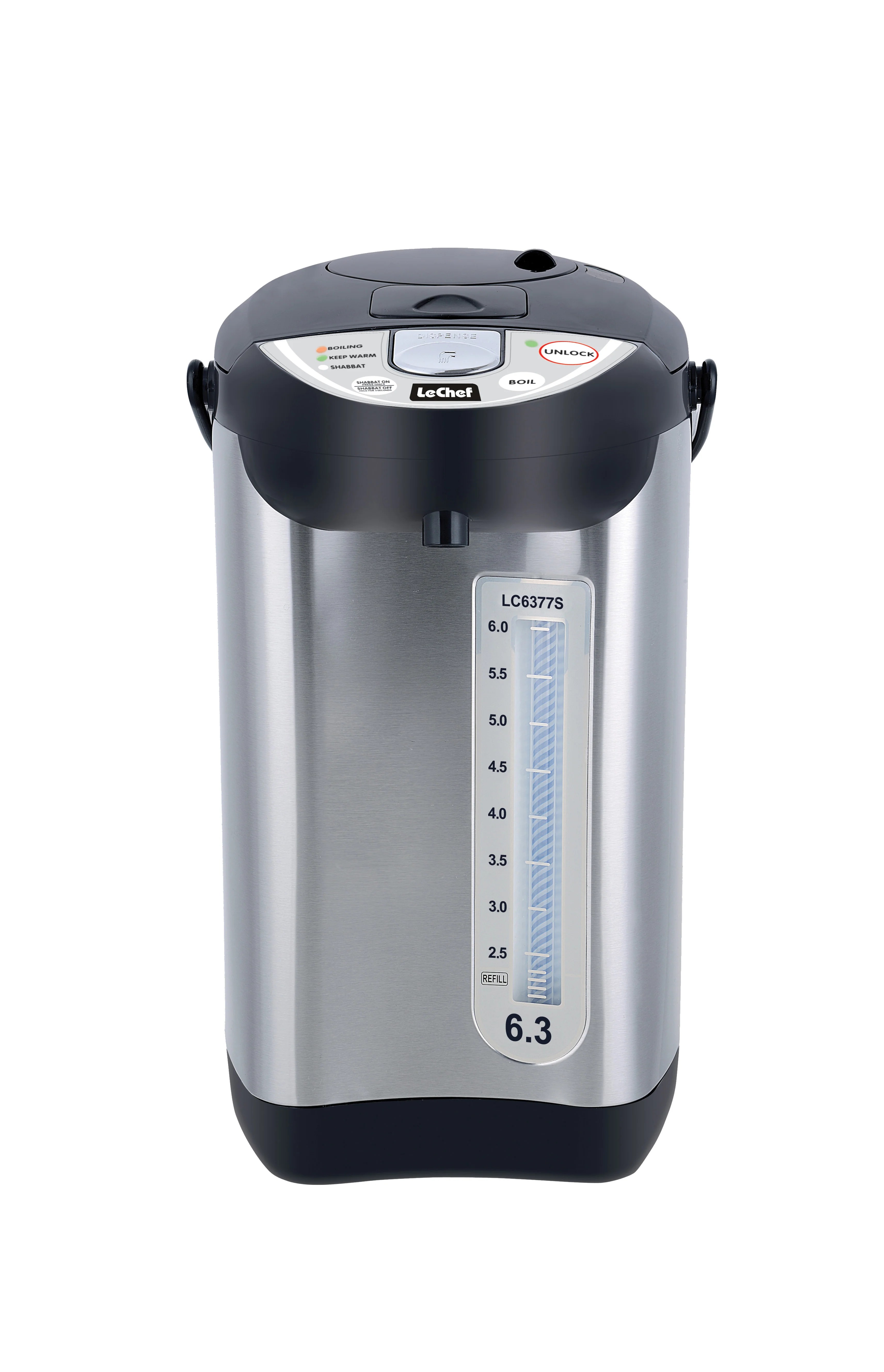 LE'CHEF ELECTRIC HOT WATER POT 6.0 QT MODEL LC6377S WITH SHABBAT MODE