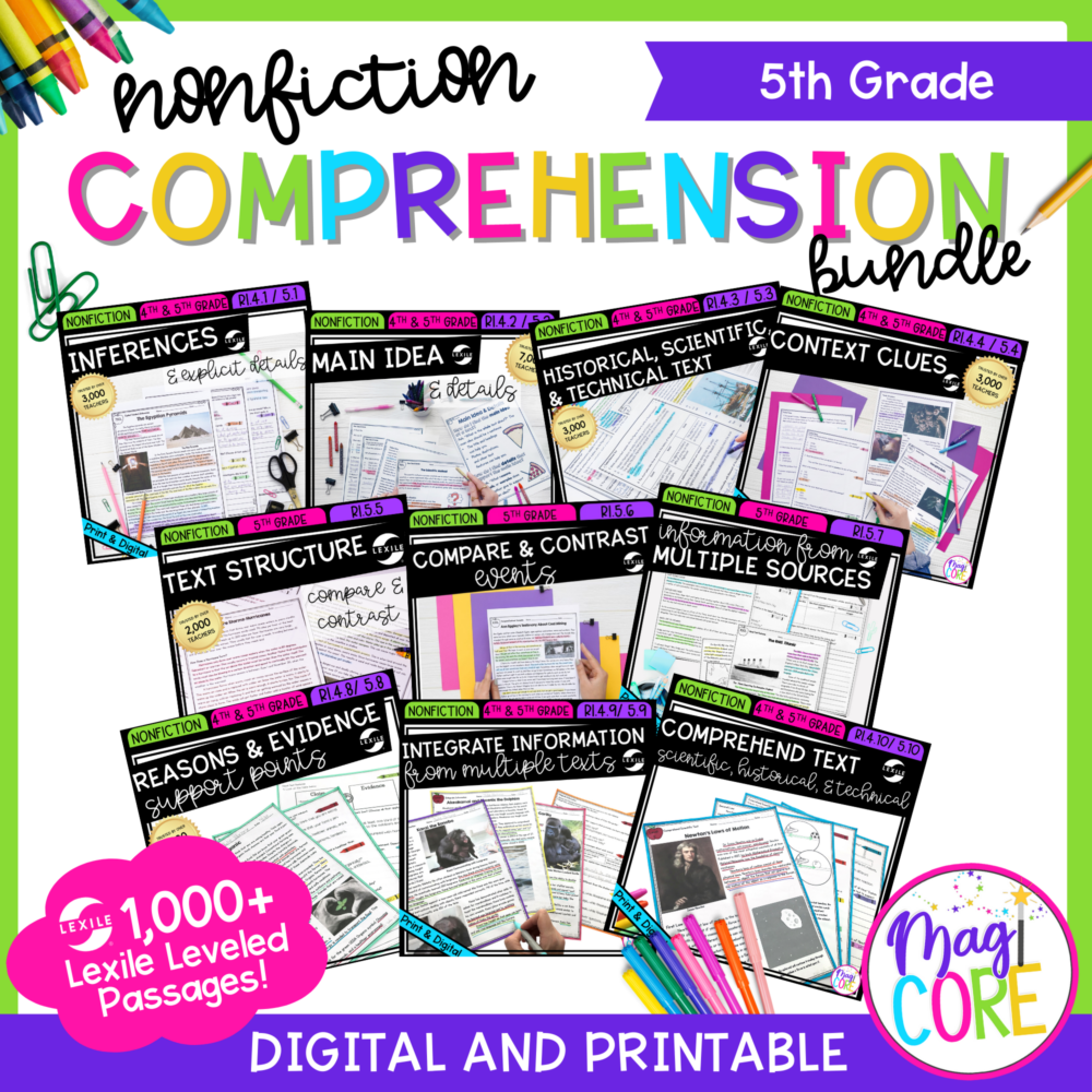 4th Grade Nonfiction Reading Comprehension Bundle | MagiCore