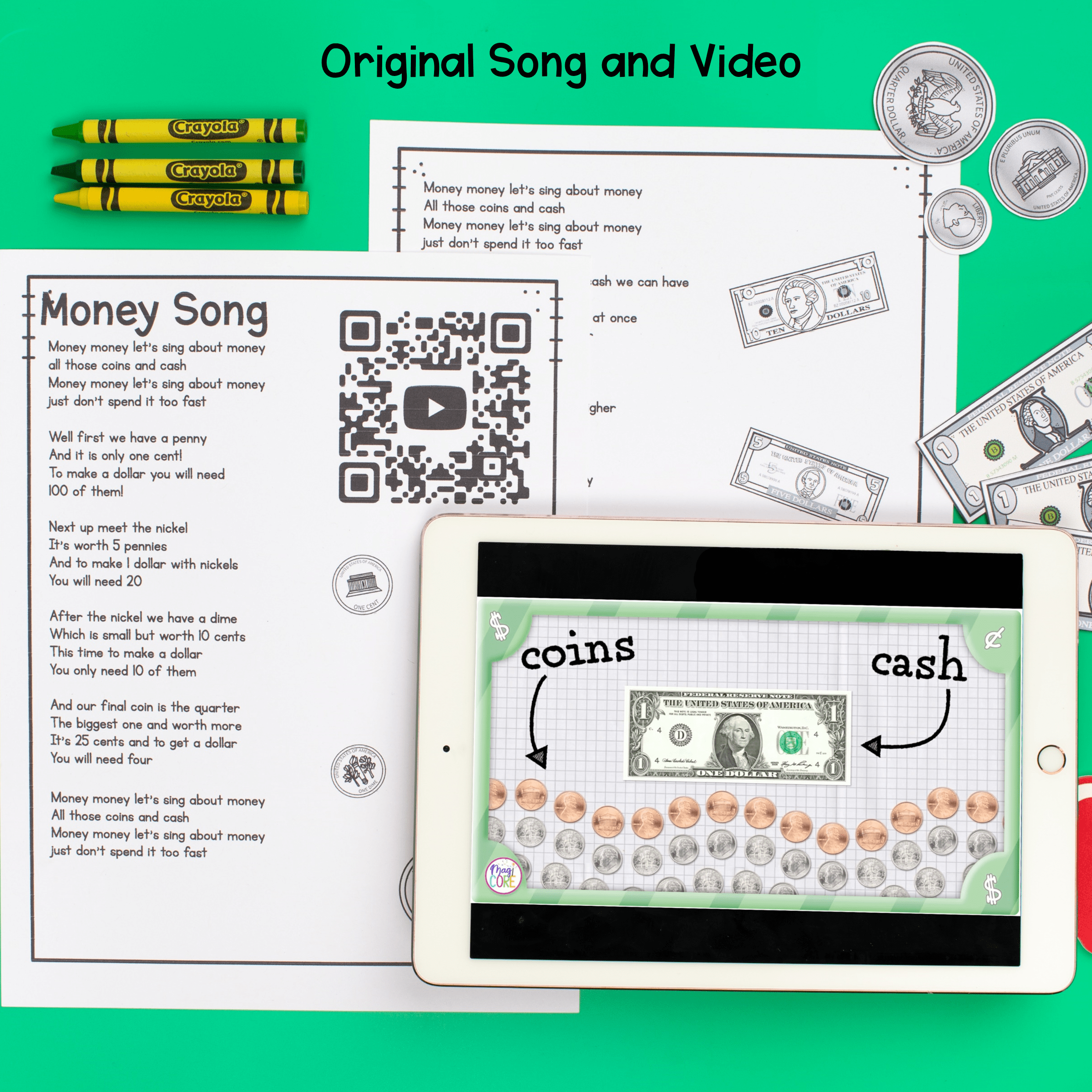 Counting Money & Word Problems 2nd Grade Math 2.MD.C.8 MagiCore