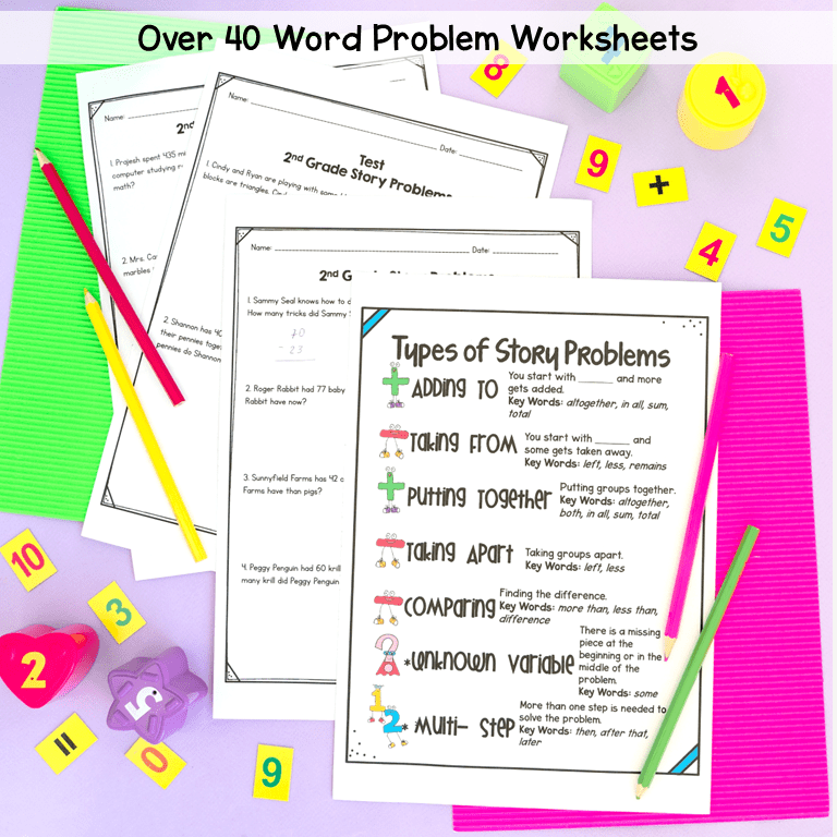 2nd Grade Word Problems to 100 & 1000 Math Story Problems MagiCore