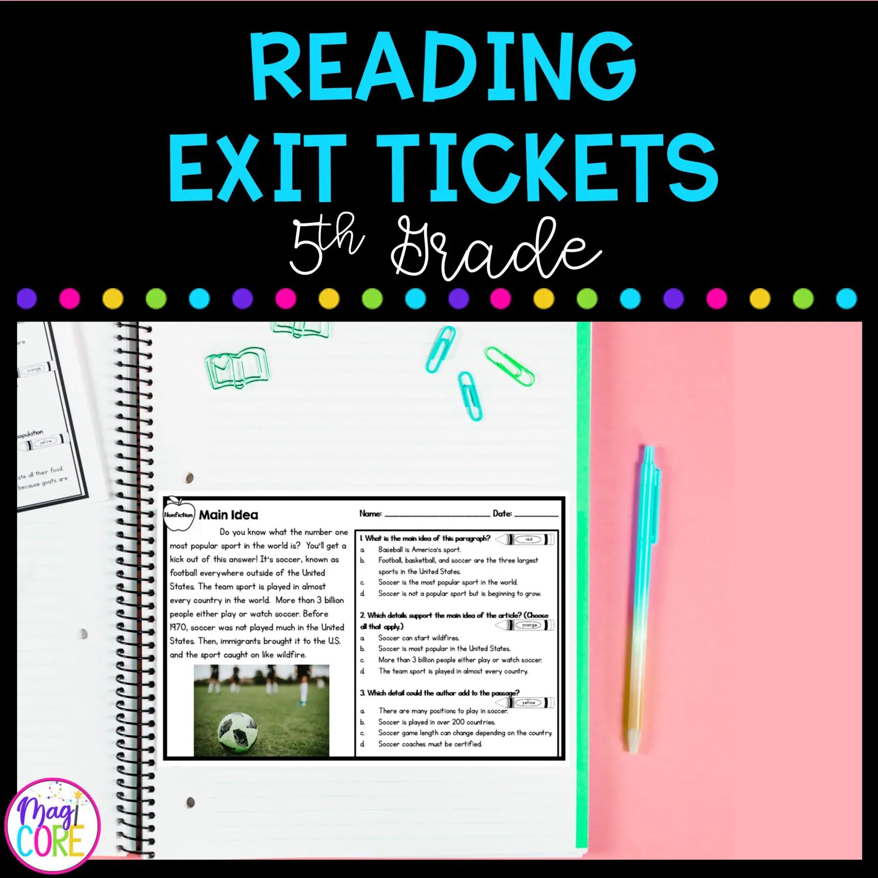5th Grade Exit Tickets Reading Teaching Resources TPT