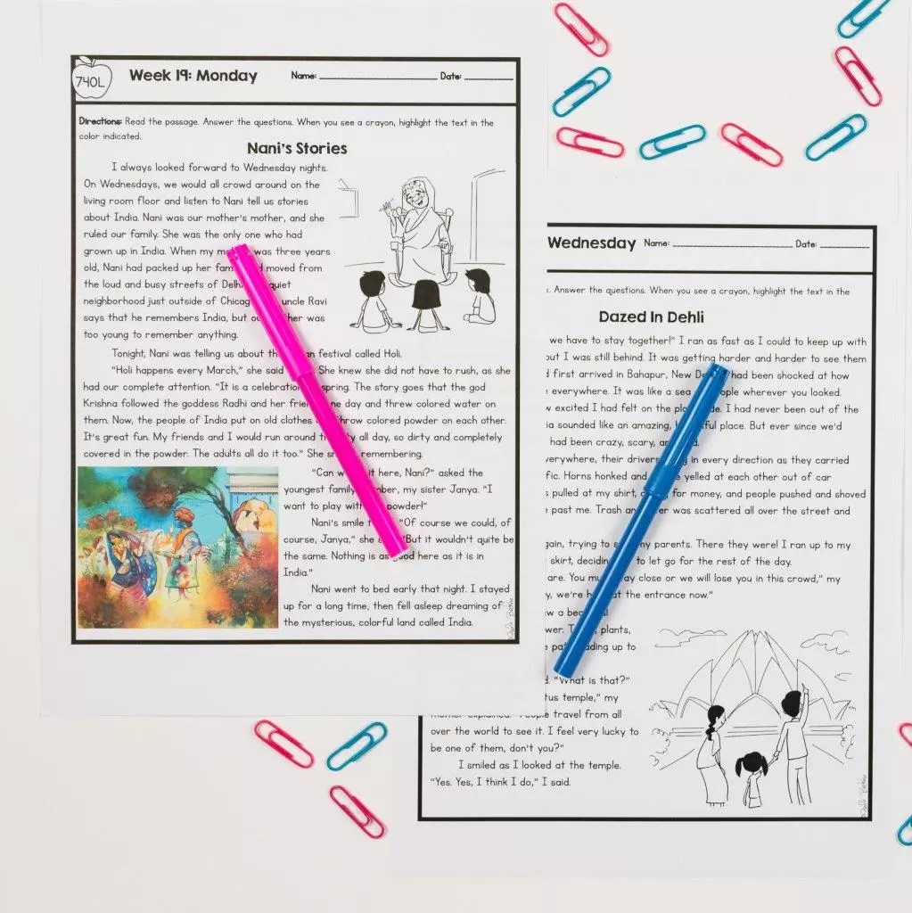 2nd Grade Reading Spiral Review with Lexile Levels 3rd Quarter ELA