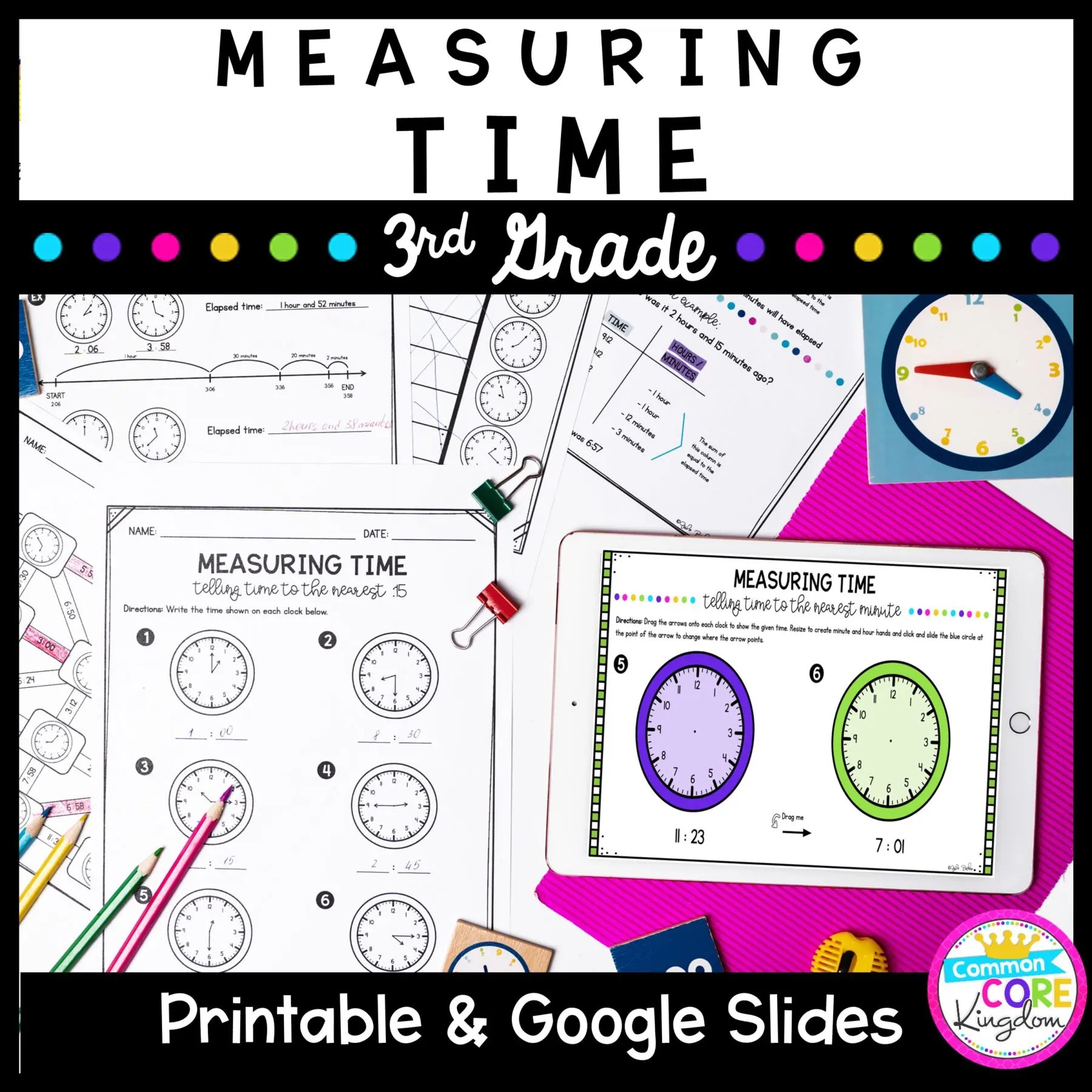 Telling Time Unit for 3rd Grade 3.MD.A.1 MagiCore