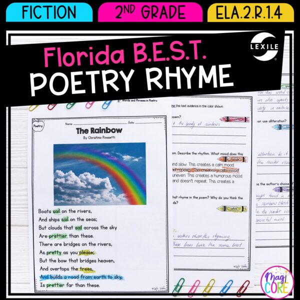 Rhyme Schemes in Poetry 2nd Grade FL BEST ELA.2.R.1.4 MagiCore