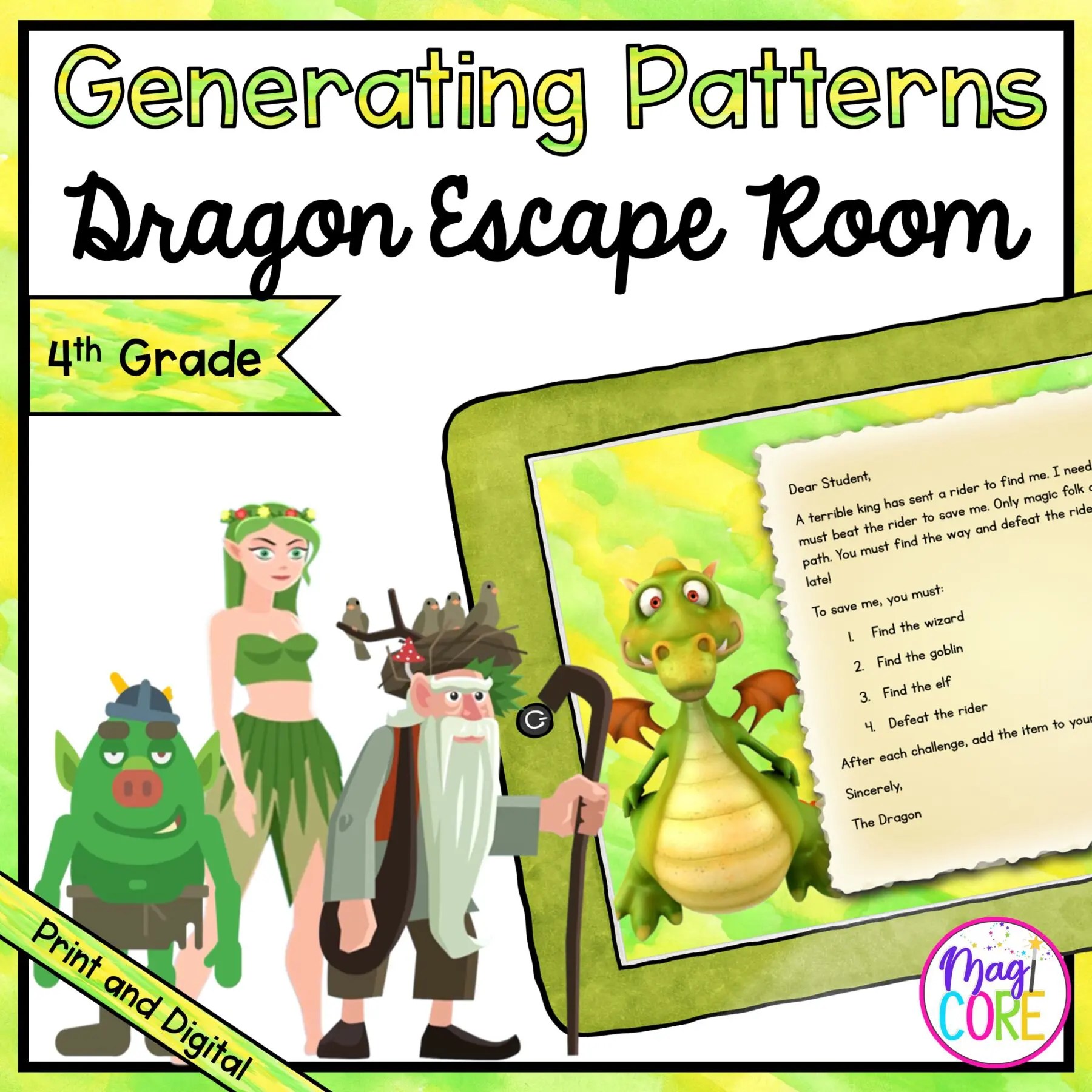 Generating Patterns 4th Grade Dragon Escape Room Magicore