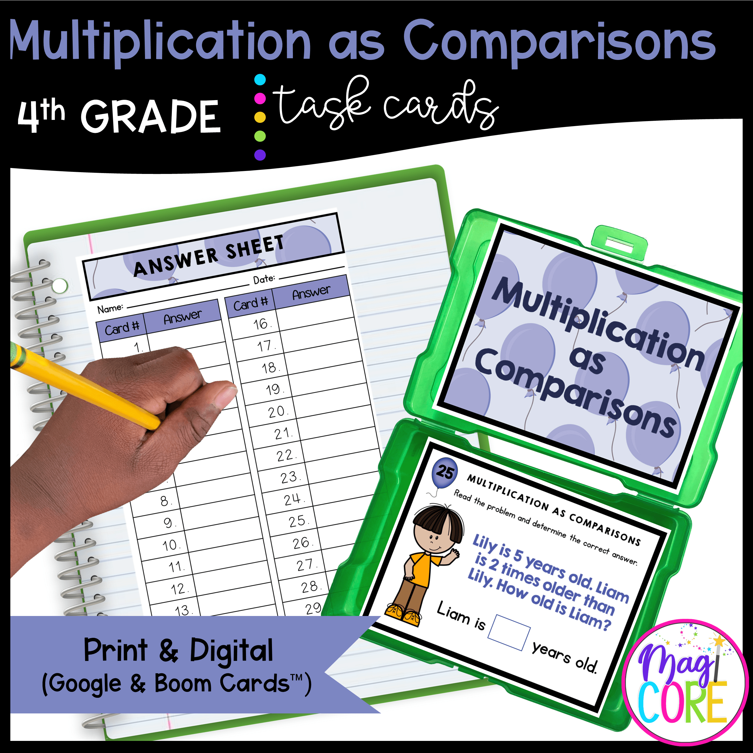 Multiplication as Comparisons - 4th Grade Math Task Card | MagiCore