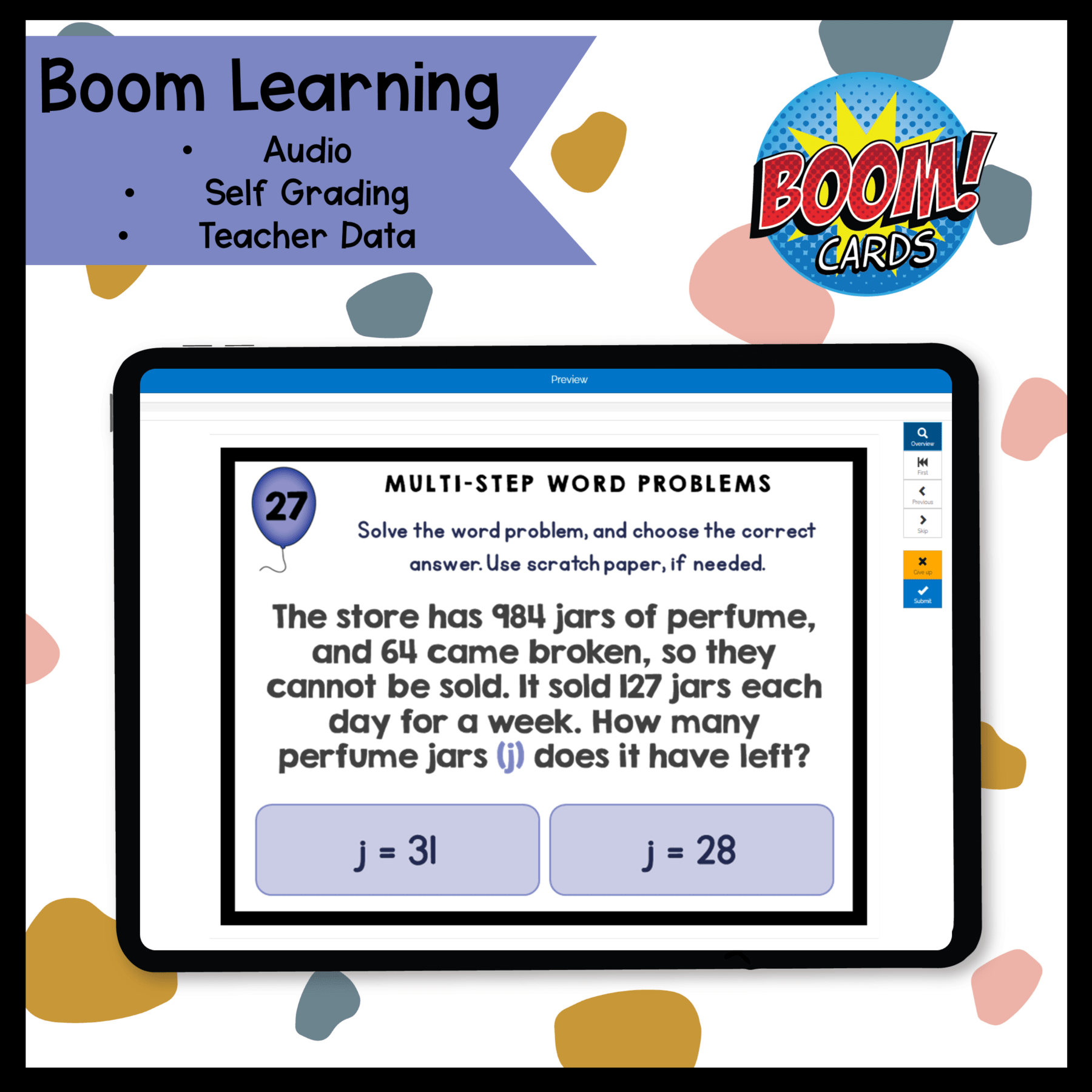 Multi-Step Word Problems - 4th Math Task Card - 4.OA.A.3 | MagiCore