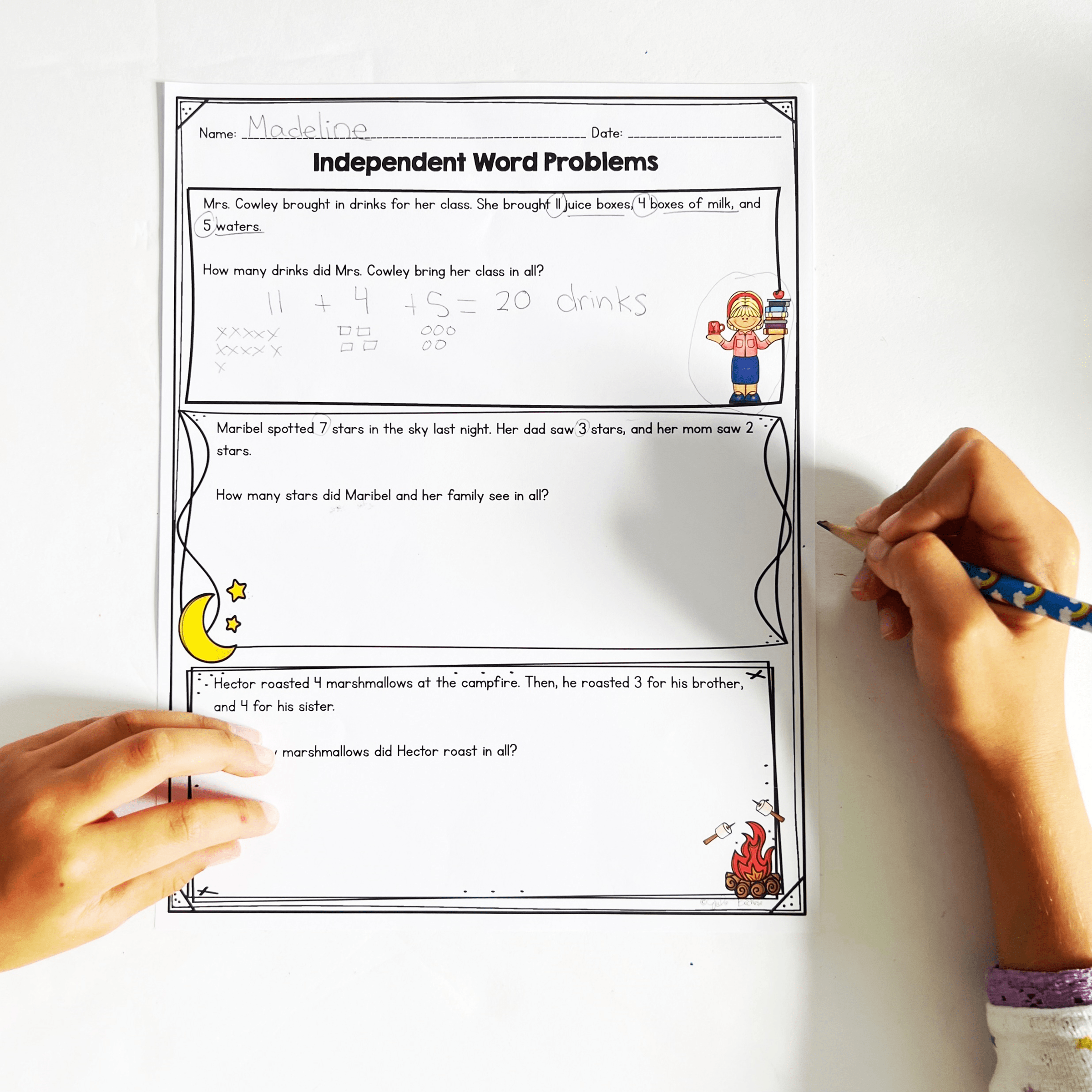 Word Problems Using 3 Numbers 1st Grade Math MagiCore