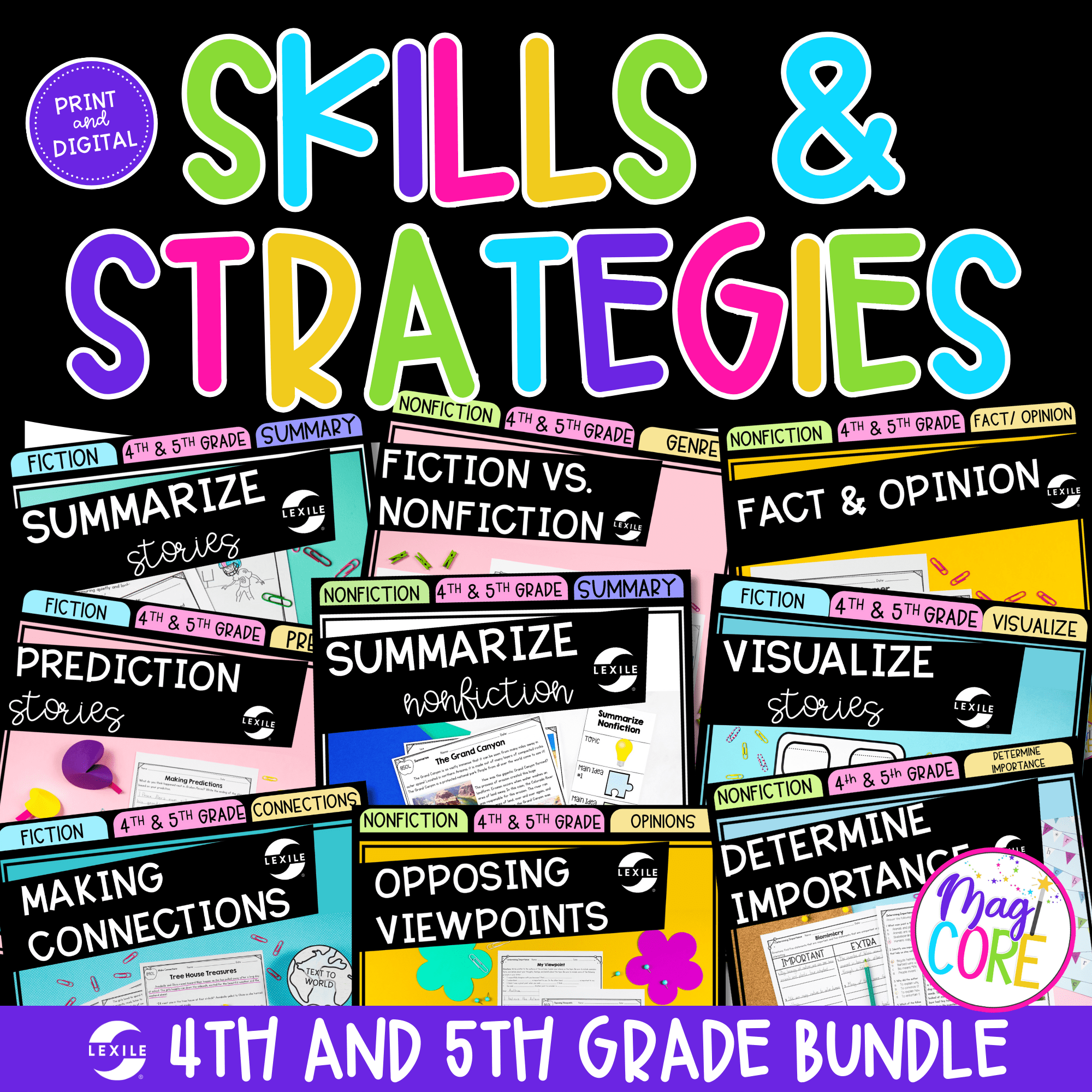 4th & 5th Reading Comprehension Skills & Strategies Bundle | MagiCore