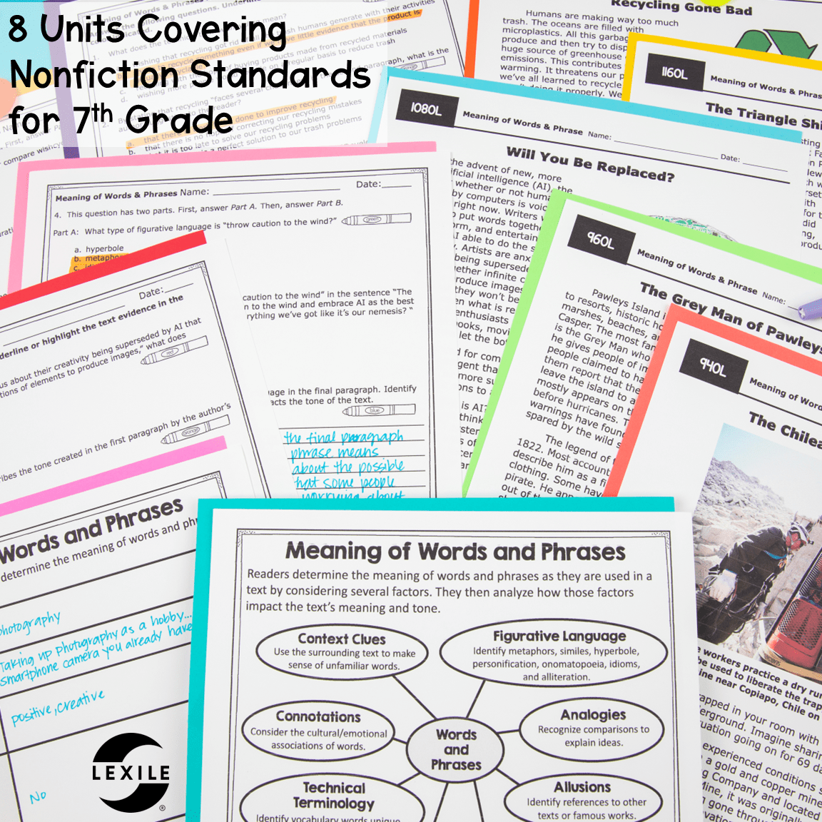 7th Grade Reading Comprehension Nonfiction Bundle | MagiCore