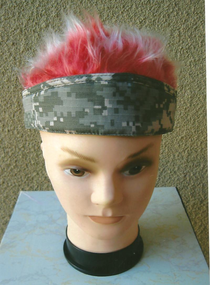 Fun hairy visor and novelty hats.