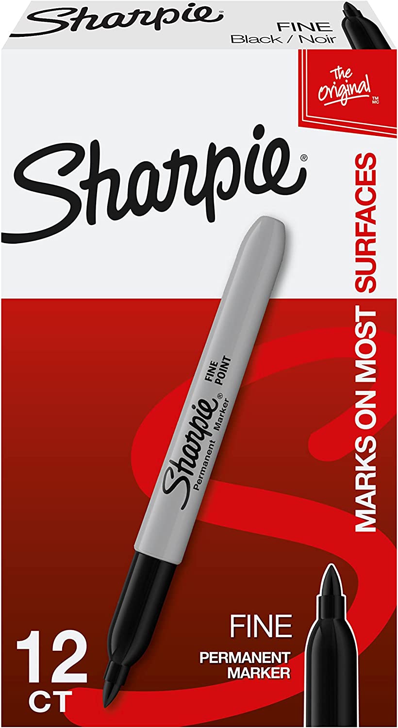 Sharpie Permanent Markers, Fine Point, Black, 12 Count Magid Supplies