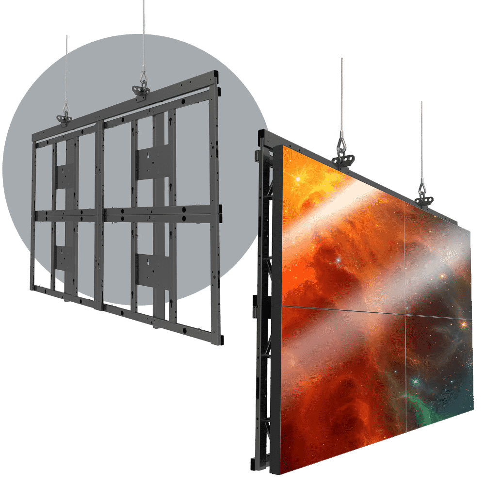 HoverGrid 2X2 Flyable 2X2 Landscape Video Wall Frame System Magna
