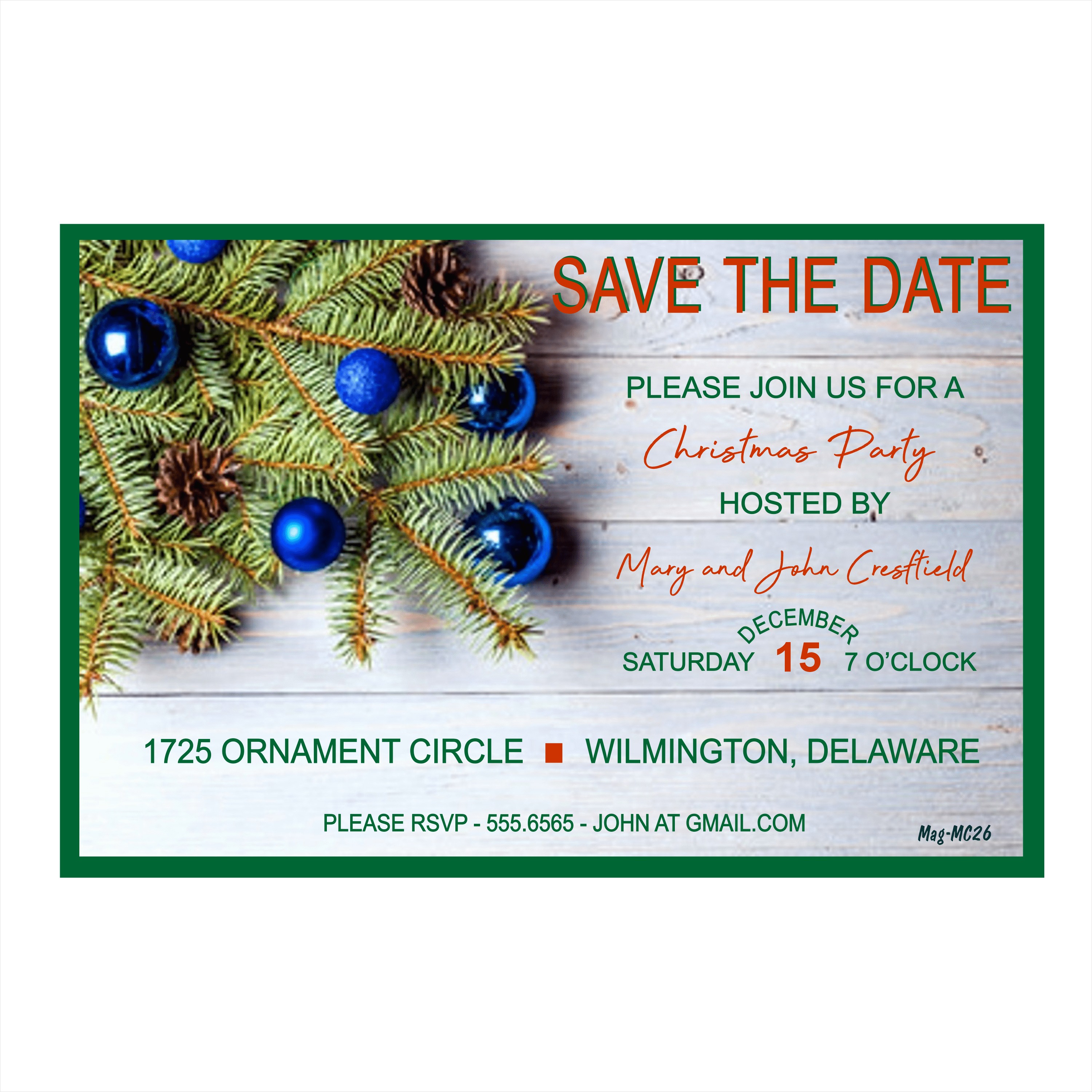 Festive Country Christmas Save the Date and Labels