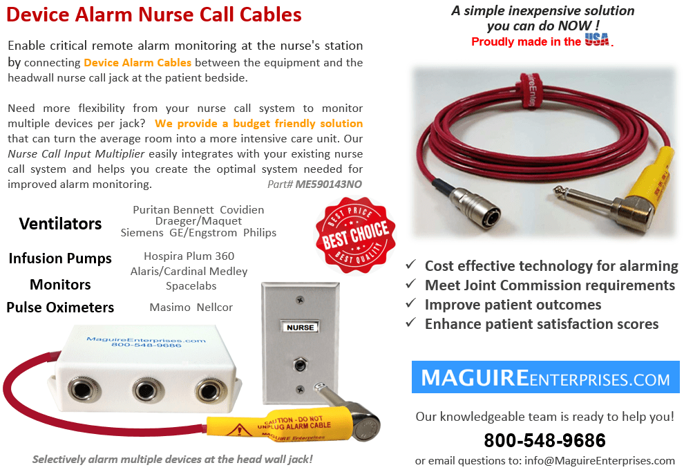Equipment Alarms Call Bell Cables MAGUIRE Enterprises