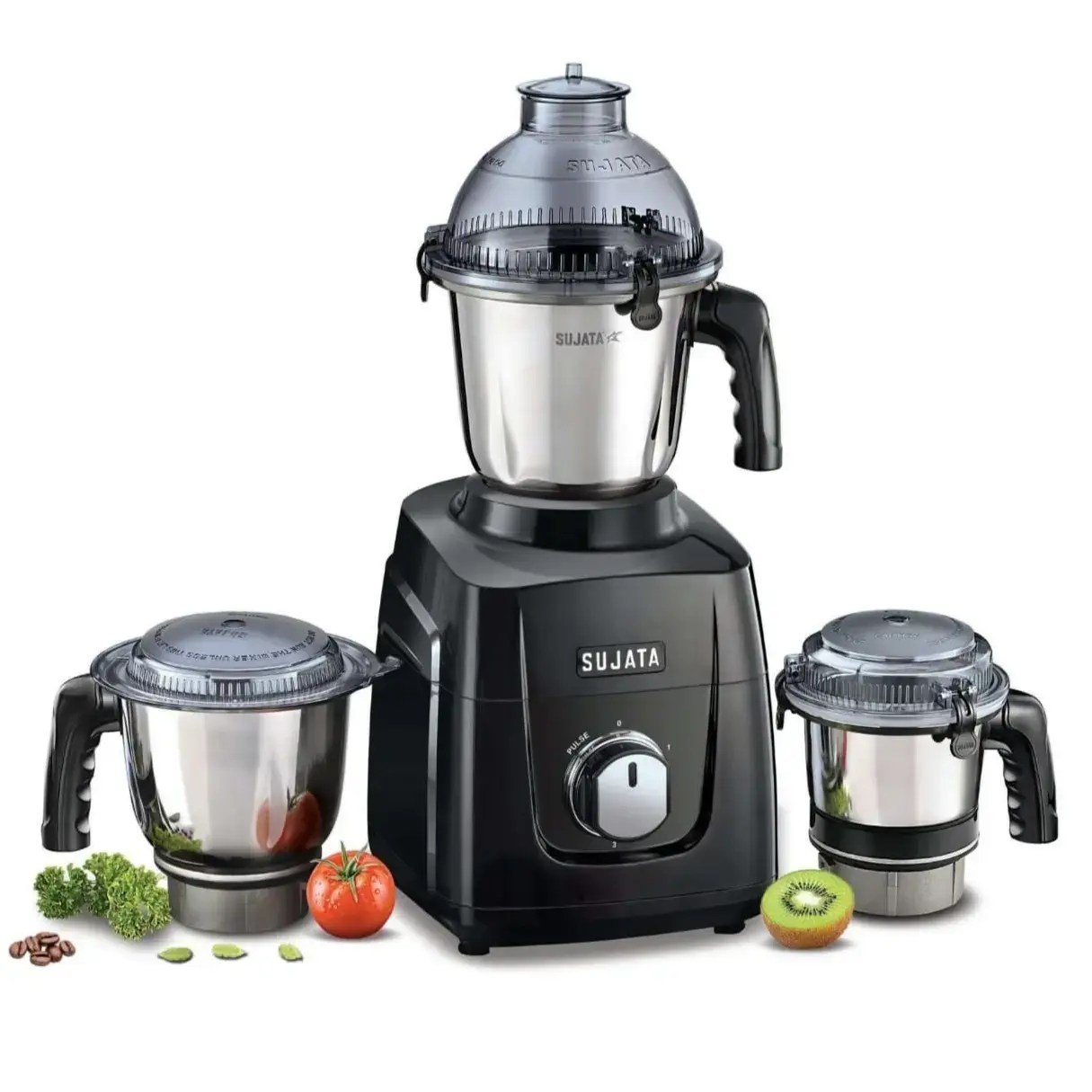 SUJATA MG02 Black 1000W Mixer Grinder (3 Jars, Black) 2024
